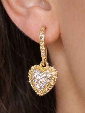 CUSP by Neiman Marcus Gold-Tone Heart Crystal Drop Earrings - Women's Jewelry